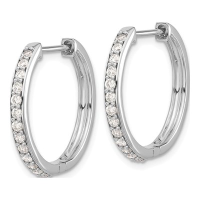 10K White Gold 5/8 ct tw 22mm Diamond Huggie Hoop Earrings – view 2
