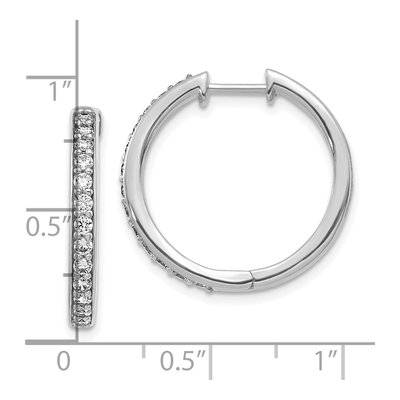 10K White Gold 5/8 ct tw 22mm Diamond Huggie Hoop Earrings – view 4
