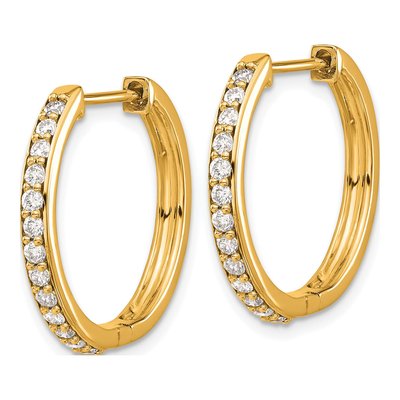 10K Yellow Gold 5/8 ct tw 22mm Diamond Huggie Hoop Earrings – view 2