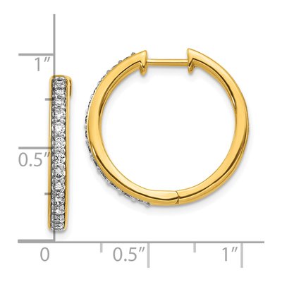 10K Yellow Gold 5/8 ct tw 22mm Diamond Huggie Hoop Earrings – view 4