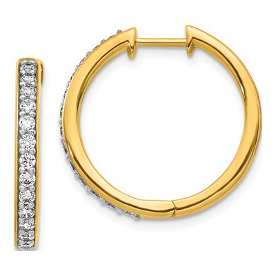 10K Yellow Gold 5/8 ct tw 22mm Diamond Huggie Hoop Earrings