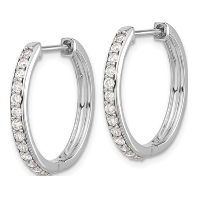14K White Gold 5/8 ct tw 22mm Diamond Huggie Hoop Earrings – view 2