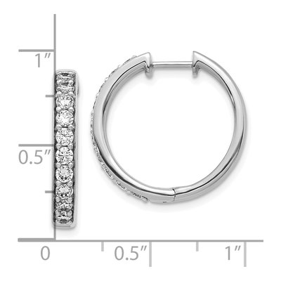 10K White Gold 1 ct tw 22mm Diamond Huggie Hoop Earrings – view 4