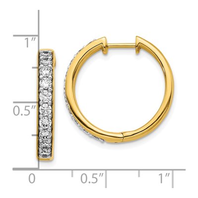 10K Yellow Gold 1 ct tw 22mm Diamond Huggie Hoop Earrings – view 4