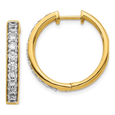 10K Yellow Gold 1 ct tw 22mm Diamond Huggie Hoop Earrings