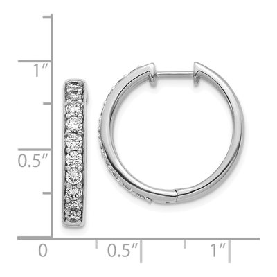 14K White Gold 1 ct tw 22mm Diamond Huggie Hoop Earrings – view 4