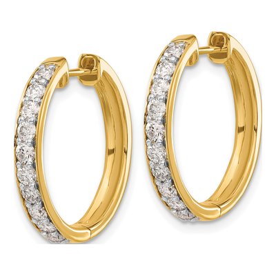 14K Yellow Gold 1 ct tw 22mm Diamond Huggie Hoop Earrings – view 3