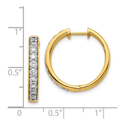 14K Yellow Gold 1 ct tw 22mm Diamond Huggie Hoop Earrings – view 5