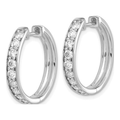 14K White Gold 1.25 ct tw 22mm Diamond Huggie Hoop Earrings – view 2