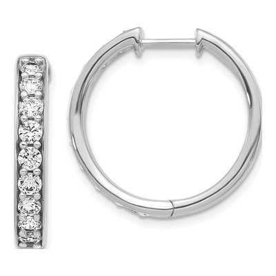 14K White Gold 1.25 ct tw 22mm Diamond Huggie Hoop Earrings