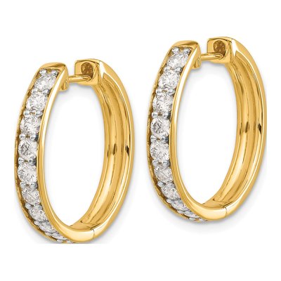 14K Yellow Gold 1.25 ct tw 22mm Diamond Huggie Hoop Earrings – view 2