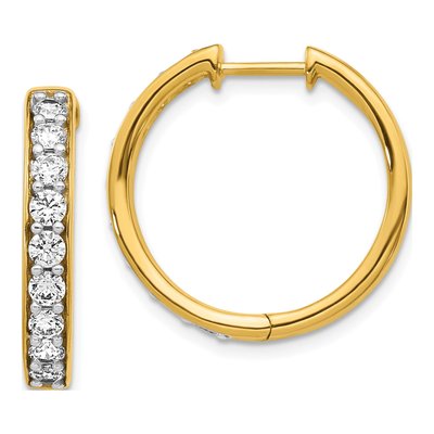 14K Yellow Gold 1.25 ct tw 22mm Diamond Huggie Hoop Earrings