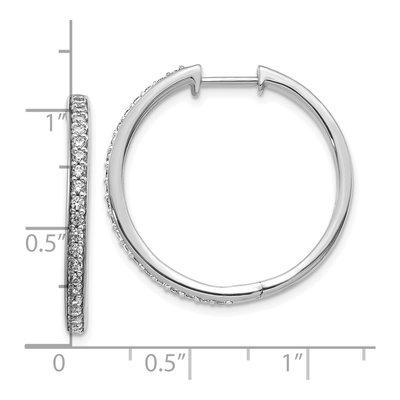 10K White Gold 1/2 ct tw 26mm Diamond Huggie Hoop Earrings – view 2