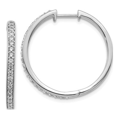10K White Gold 1/2 ct tw 26mm Diamond Huggie Hoop Earrings