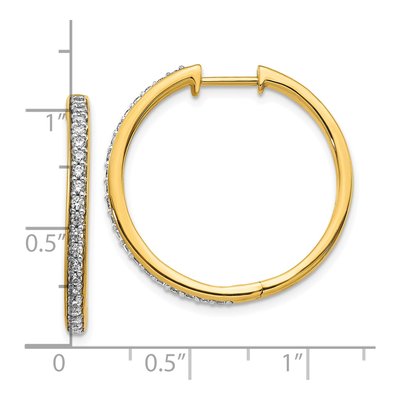 10K Yellow Gold 1/2 ct tw 26mm Diamond Huggie Hoop Earrings – view 2