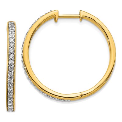 10K Yellow Gold 1/2 ct tw 26mm Diamond Huggie Hoop Earrings