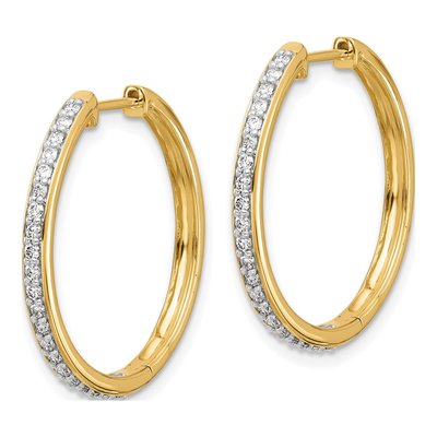 14K Yellow Gold 1/2 ct tw 26mm Diamond Huggie Hoop Earrings – view 2