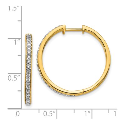 14K Yellow Gold 1/2 ct tw 26mm Diamond Huggie Hoop Earrings – view 4