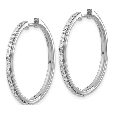 14K White Gold 1/2 ct tw 27mm Diamond Huggie Hoop Earrings – view 3