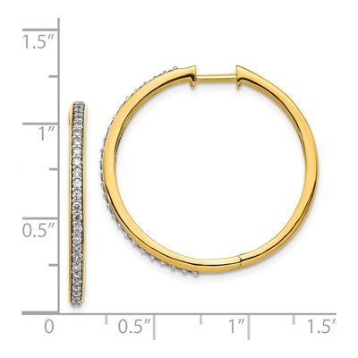 14K Yellow Gold 1/2 ct tw 27mm Diamond Huggie Hoop Earrings – view 4