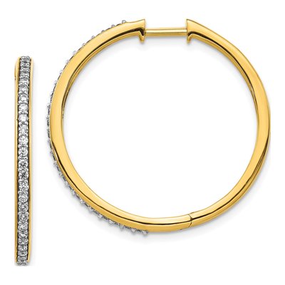 14K Yellow Gold 1/2 ct tw 27mm Diamond Huggie Hoop Earrings