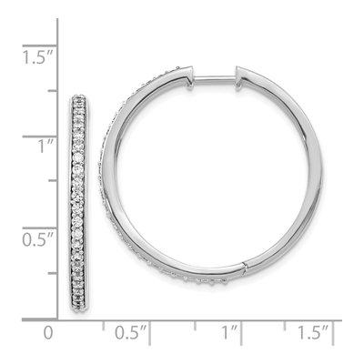 14K White Gold 3/4 ct tw 30mm Diamond Huggie Hoop Earrings – view 3