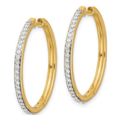 14K Yellow Gold 3/4 ct tw 30mm Diamond Huggie Hoop Earrings – view 2