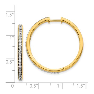 14K Yellow Gold 3/4 ct tw 30mm Diamond Huggie Hoop Earrings – view 4