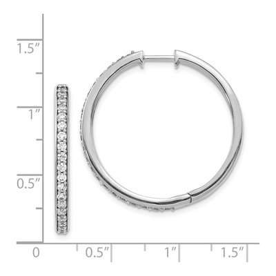 14K White Gold 1 ct tw 28mm Diamond Huggie Hoop Earrings – view 2