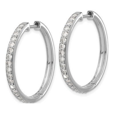 14K White Gold 1.25 ct tw 30mm Diamond Huggie Hoop Earrings – view 2