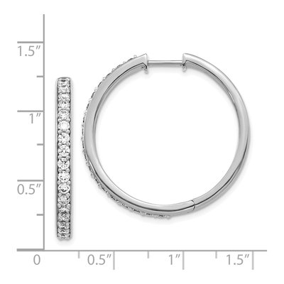 14K White Gold 1.25 ct tw 30mm Diamond Huggie Hoop Earrings – view 4