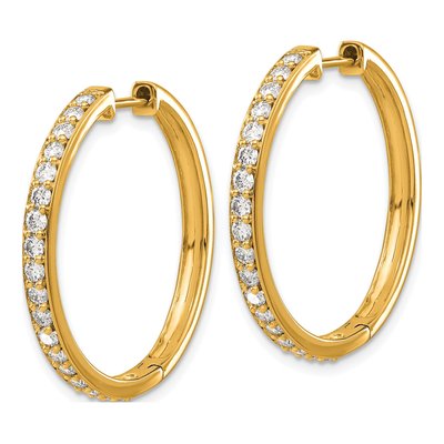 14K Yellow Gold 1.25 ct tw 30mm Diamond Huggie Hoop Earrings – view 2