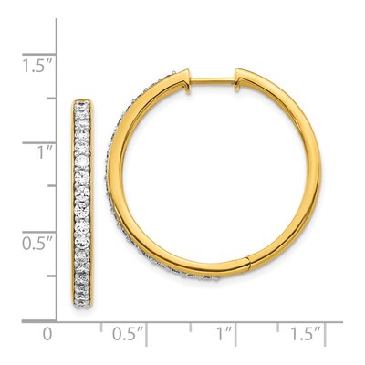 14K Yellow Gold 1.25 ct tw 30mm Diamond Huggie Hoop Earrings – view 4