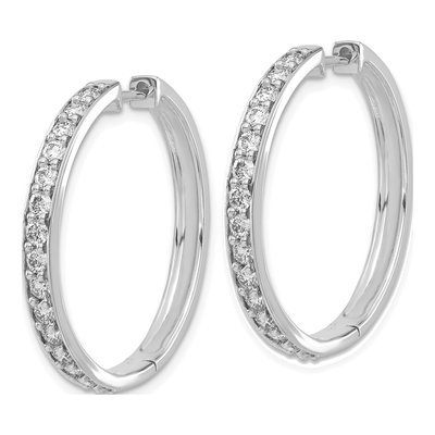 14K White Gold 1.5 ct tw 29mm Diamond Huggie Hoop Earrings – view 2
