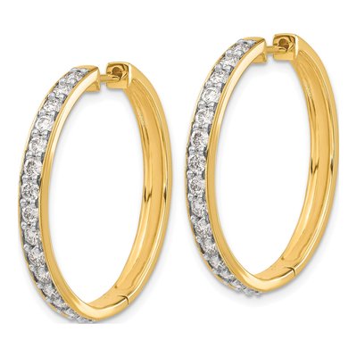 14K Yellow Gold 1.5 ct tw 29mm Diamond Huggie Hoop Earrings – view 2