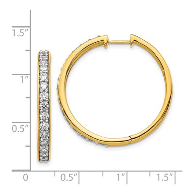 14K Yellow Gold 1.5 ct tw 29mm Diamond Huggie Hoop Earrings – view 4