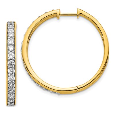 14K Yellow Gold 1.5 ct tw 29mm Diamond Huggie Hoop Earrings