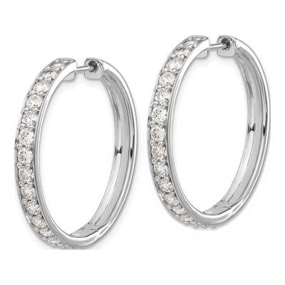 14K White Gold 2 ct tw 30mm Diamond Huggie Hoop Earrings – view 2
