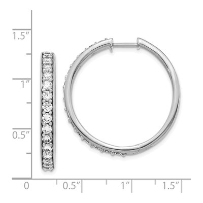 14K White Gold 2 ct tw 30mm Diamond Huggie Hoop Earrings – view 4