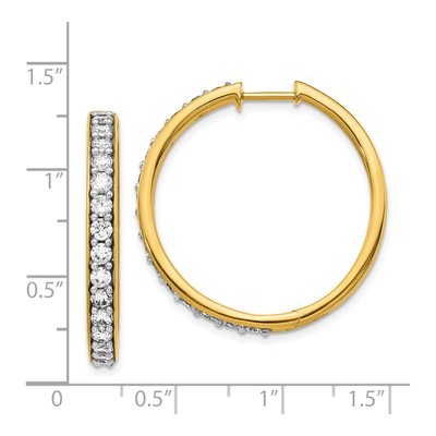 14K Yellow Gold 2 ct tw 30mm Diamond Round Huggie Hoop Earrings – view 5