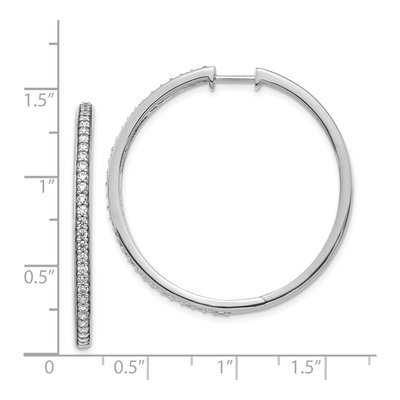 14K White Gold 3/4 ct tw 35mm Diamond Huggie Hoop Earrings – view 4