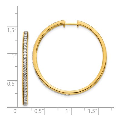 14K Yellow Gold 3/4 ct tw 35mm Diamond Huggie Hoop Earrings – view 5