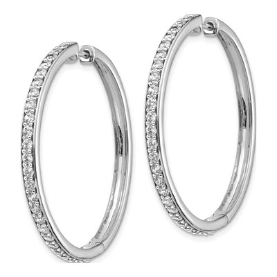14K White Gold 1.25 ct tw 35mm Diamond Huggie Hoop Earrings – view 2