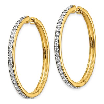 14K Yellow Gold 1.25 ct tw 35mm Diamond Huggie Hoop Earrings – view 2