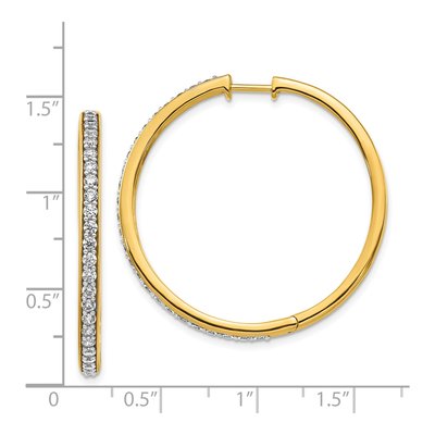 14K Yellow Gold 1.25 ct tw 35mm Diamond Huggie Hoop Earrings – view 4