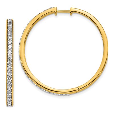 14K Yellow Gold 1.25 ct tw 35mm Diamond Huggie Hoop Earrings