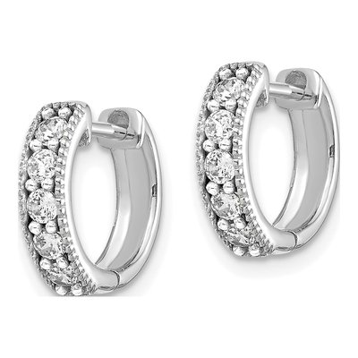 10K White Gold 1/3 ct tw Diamond Huggie Hoop Earrings – view 2