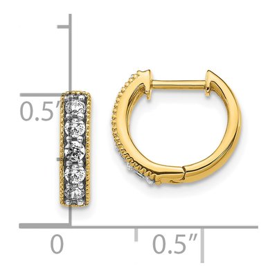 10K Yellow Gold 1/3 ct tw Diamond Milgrain Huggie Hoop Earrings – view 4