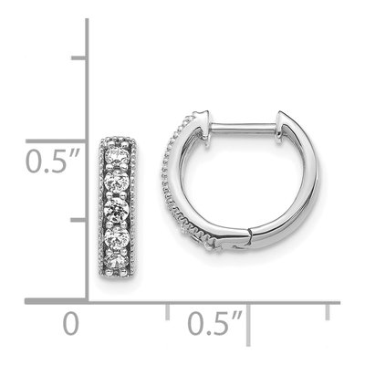14K White Gold 1/3 ct tw Diamond Milgrain Huggie Hoop Earrings – view 5