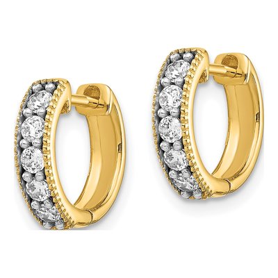 14K Yellow Gold 1/3 ct tw Diamond Milgrain Huggie Hoop Earrings – view 3